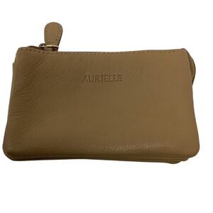 Aurielle Coin Pouch Women Small Tan Leathe Zip Minimalist Classic